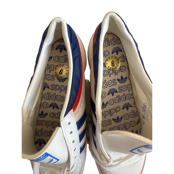Adidas Vintage 80s Mens Sneakers Size 9 White/Red/Blue Leather & Canvas - Picture 6 of 15